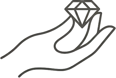 Hand holding a diamond icon